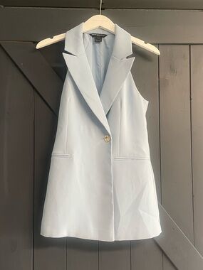 French Connection Light Blue Sleeveless Blazer Vest